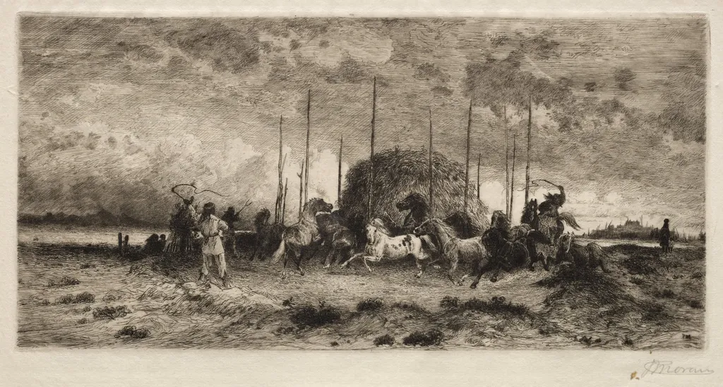 Harvest at San Juan, New Mexico, by Peter Moran, 1883