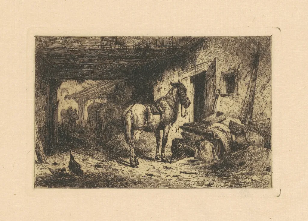 The Noonday Rest, by Peter Moran, ink, 1877