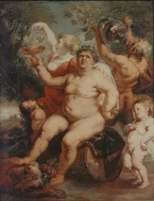 Bacchus sitting on a barrel, by Peter Paul Rubens