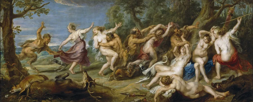 Diana and her Nymphs surprised by Satyrs, by Peter Paul Rubens, oil, 1639