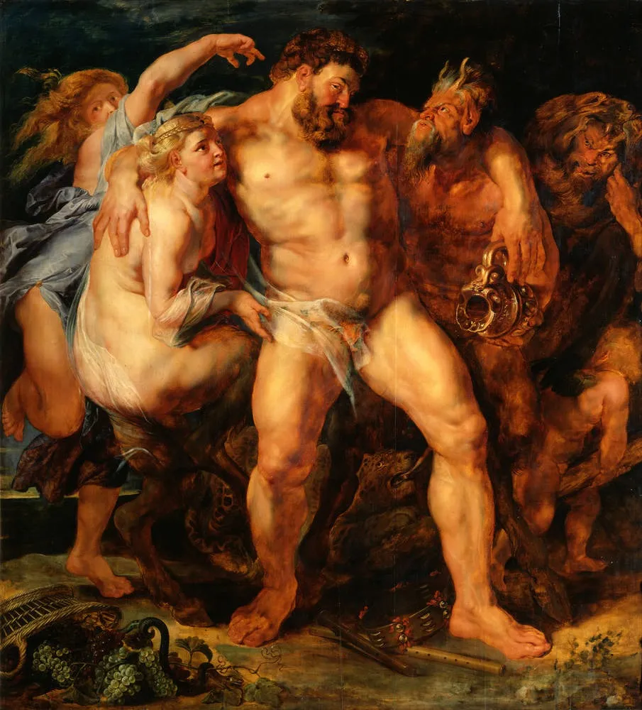 Drunken Hercules, by Peter Paul Rubens, oil, 1613