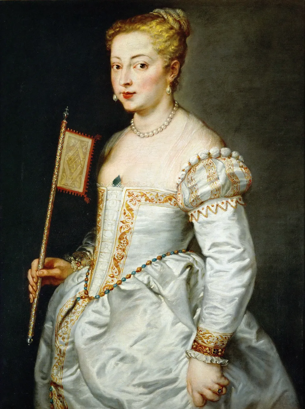 Girl with a Fan, by Peter Paul Rubens, oil, 1612
