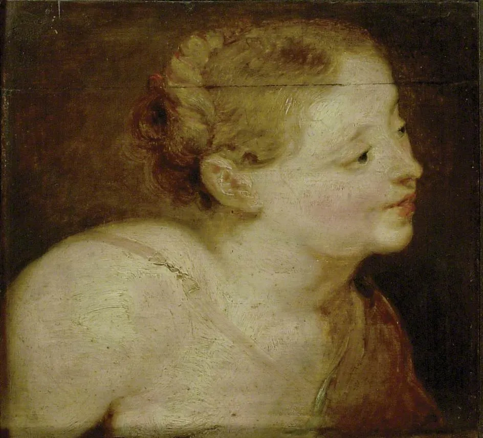 Head of a Huntress (Diana?), by Peter Paul Rubens, oil, 1618