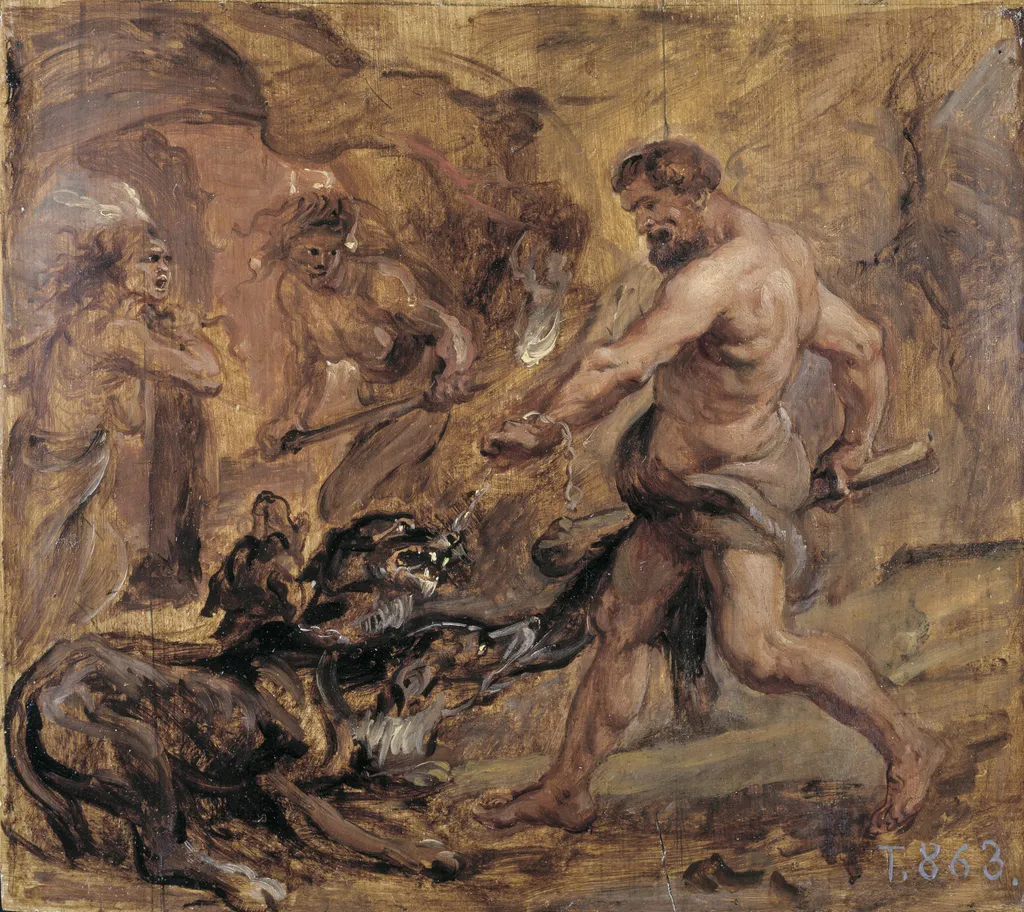 Hercules and Cerberus, by Peter Paul Rubens, oil, 1636