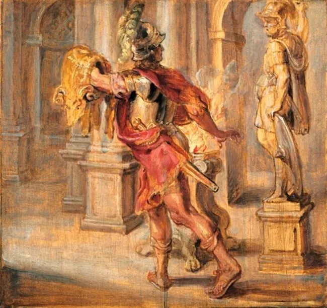 Jason and the Golden Fleece (sketch for the Torre de la Parada, by Peter Paul Rubens, oil, 1636
