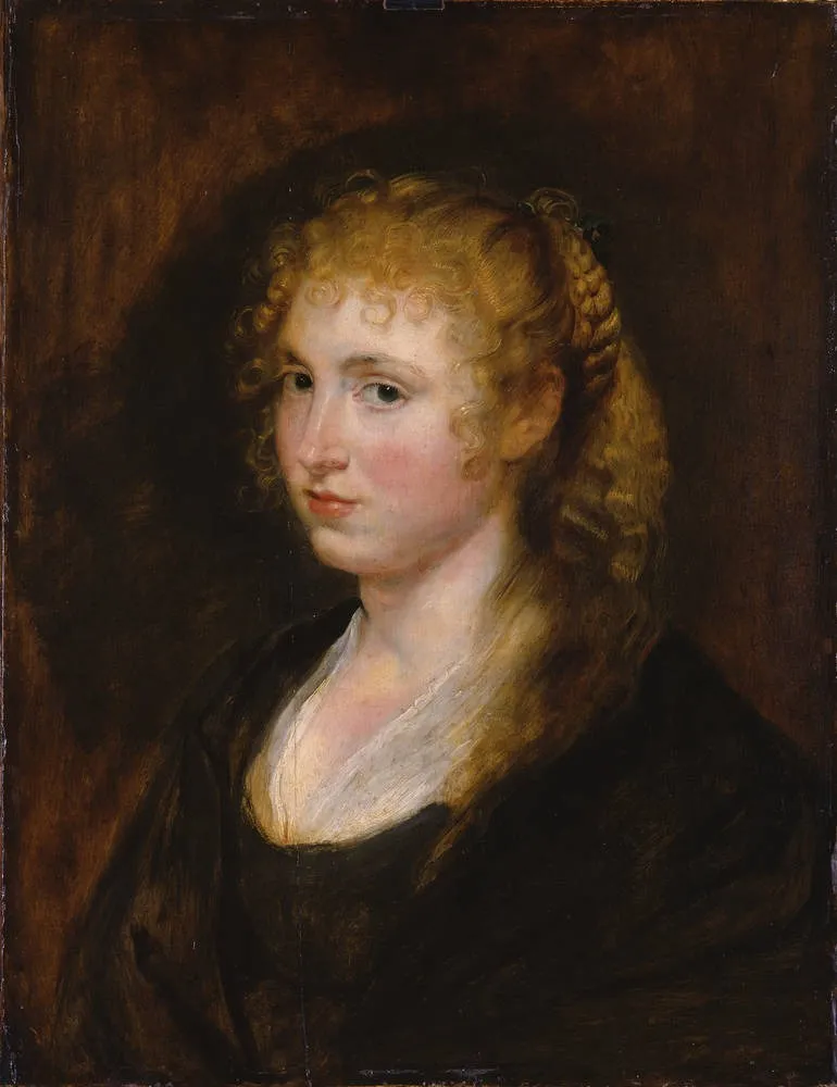 Portrait of a woman with braided blond hair, by Peter Paul Rubens, oil, 1620