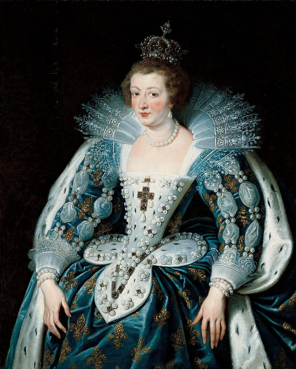 Portrait of Anne of Austria, by Peter Paul Rubens, oil, 1623