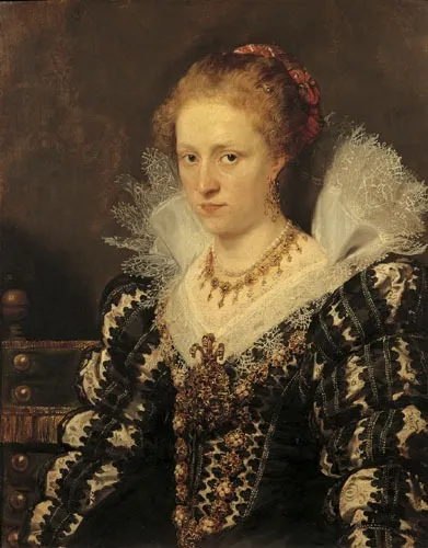 Portrait of Jacqueline van Caestre, wife of Jean Charles de Cordes, by Peter Paul Rubens, oil, 1618