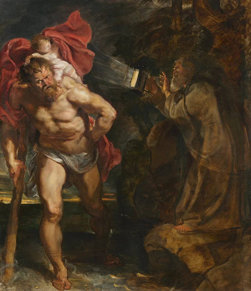 Saint Christopher and the hermit, by Peter Paul Rubens, oil, 1612