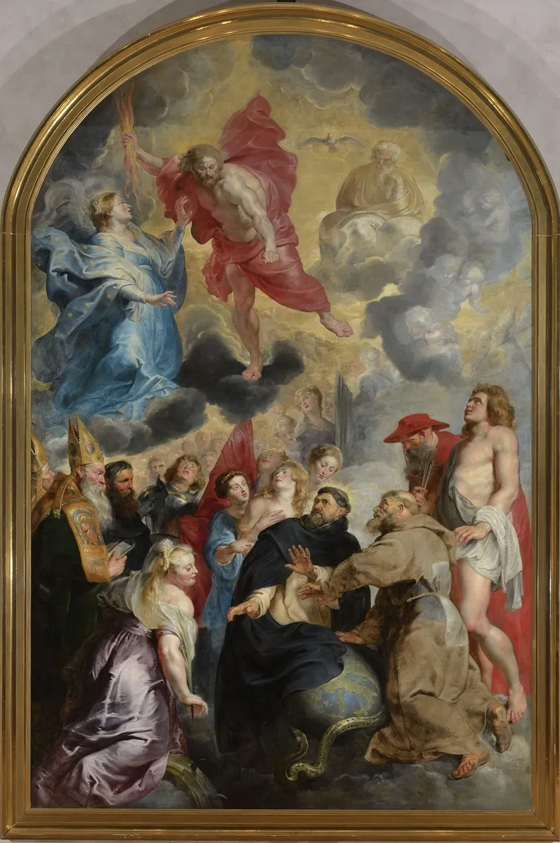 Saint Dominic and Saint Francis Protecting the World from the Wrath of Christ, by Peter Paul Rubens, oil, 1620