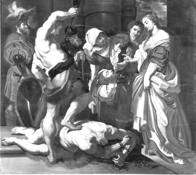 Salome is given the head of John the Baptist by the executioner, by Peter Paul Rubens, oil, 1608