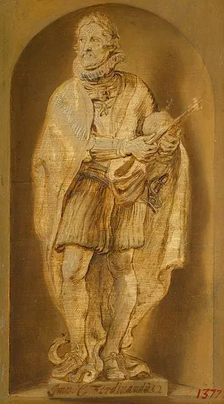 Statue of Ferdinand II in a niche, by Peter Paul Rubens