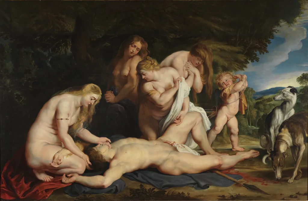 The Death of Adonis, by Peter Paul Rubens, oil, 1614