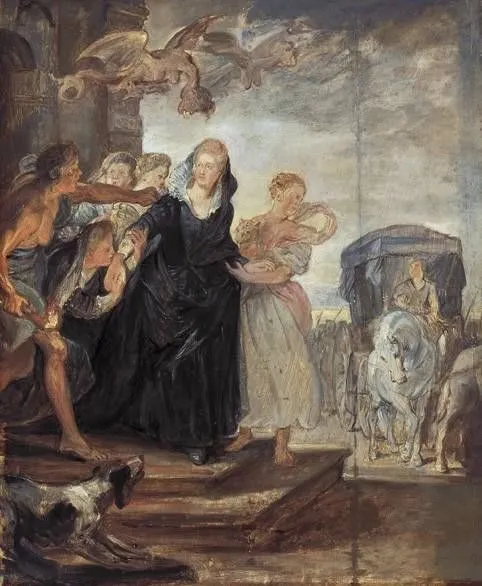 The departure of the queen from Paris, by Peter Paul Rubens, oil, 1622