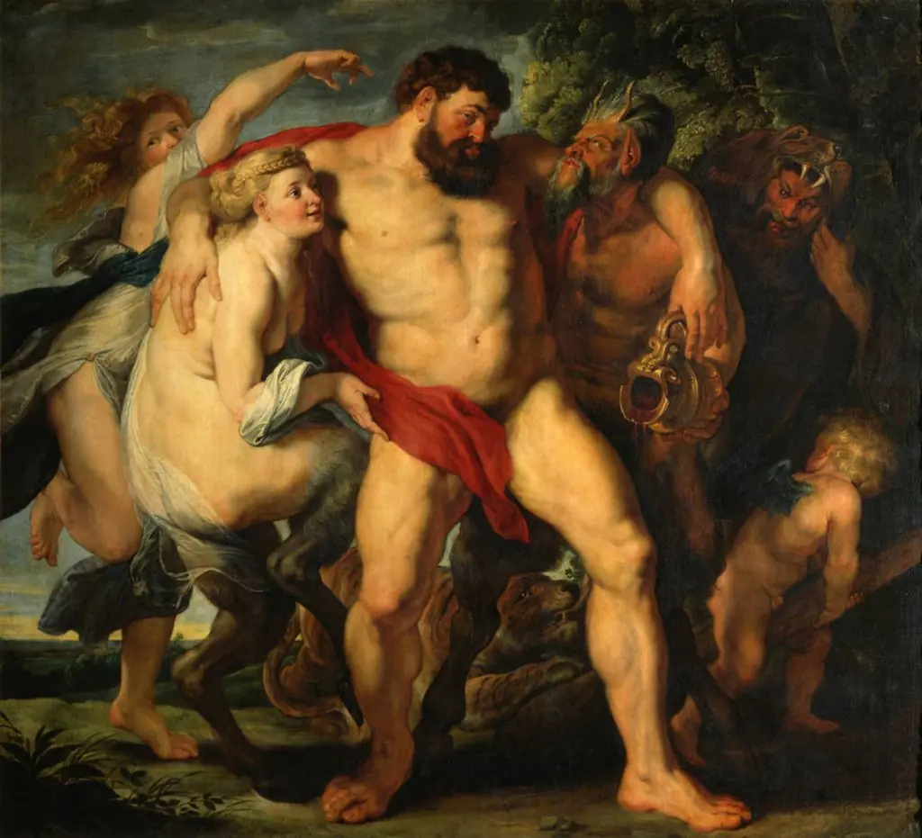 The Drunken Hercules being Led by a Satyr Couple, by Peter Paul Rubens