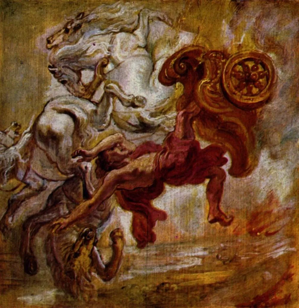The Fall of Phaethon (sketch for the Torre de la Parada, by Peter Paul Rubens, oil, 1637