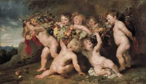 The Fruit Garland, by Peter Paul Rubens, oil, 1616