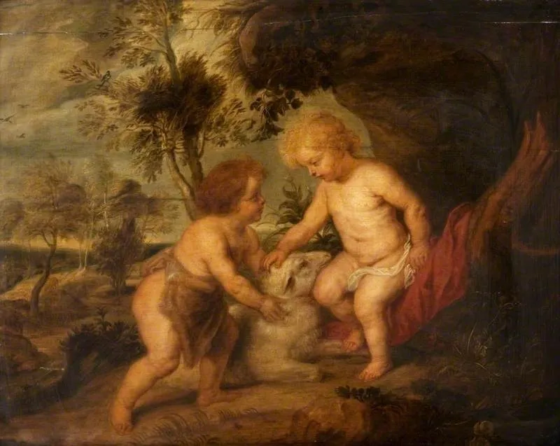 The Infant Christ and Saint John with a Lamb, by Peter Paul Rubens, oil, 1640