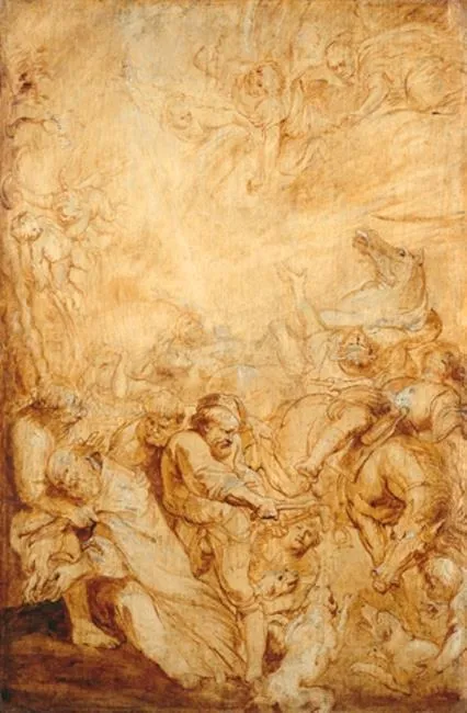 The Martyrdom of St Livinus (study), by Peter Paul Rubens, oil, 1633