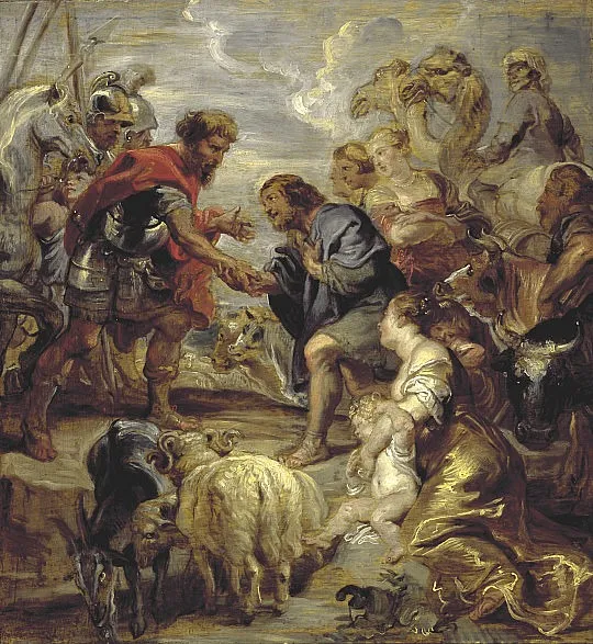 The Reconciliation of Jacob and Esau, by Peter Paul Rubens, oil, 1624
