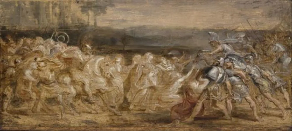 The Reconciliation of the Romans and Sabines, by Peter Paul Rubens, oil, 1638