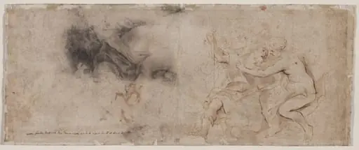 Venus Disarming Mars, Drapery Study (verso), by Peter Paul Rubens