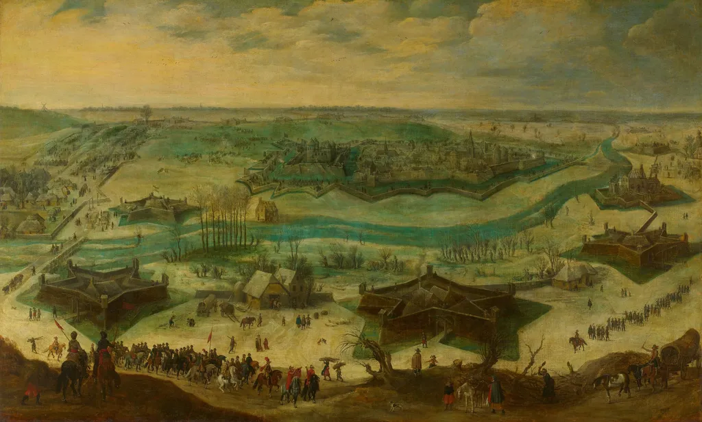 A siege of a city, thought to be the siege of Gulik by the Spanish under the command of Hendrik van den Bergh, 5 September 1621-3 February 1622