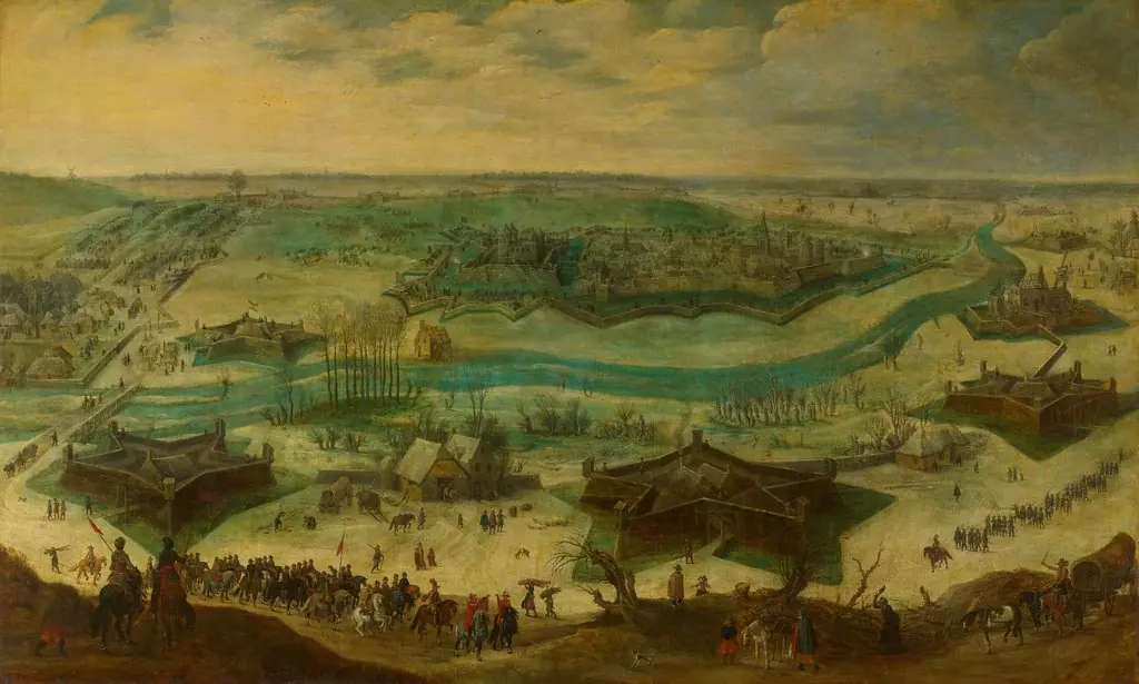 A siege of a city, thought to be the siege of Gulik by the Spanish under the command of Hendrik van den Bergh, 5 September 1621-3 February 1622
