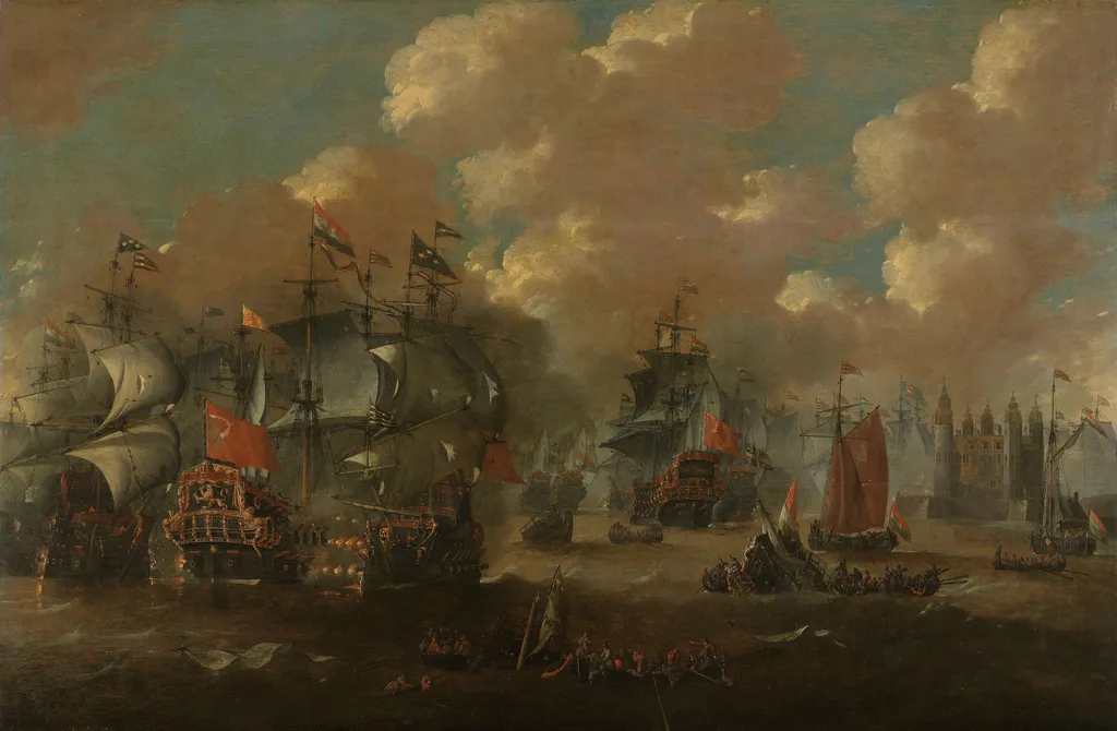 Naval battle near Elseneur in the Sound between the Dutch and the Swedish fleets, 8 November 1658, by Peter van de Velde, oil, 1670