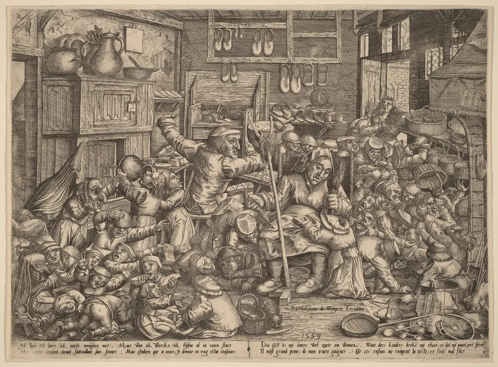 The Cobbler's Unruly Family, by Peter van der Borcht, ink, 1559