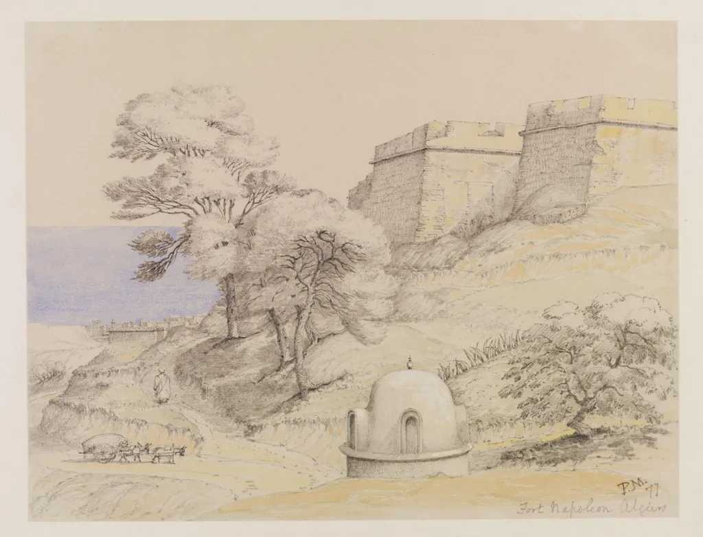 Fort Napoleon, Algiers, by Peter William Skinner Miles, watercolor, 1877