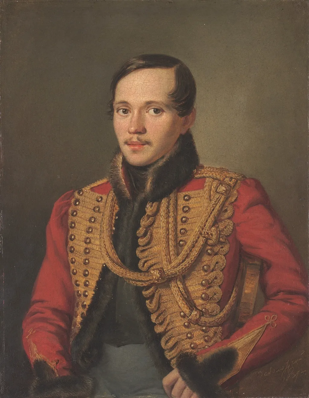 Mikhail Lermontov, by Petr Zabolotskiy, oil, 1837