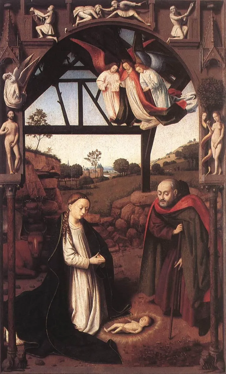 Adoration of the Christ Child, by Petrus Christus, oil, 1452