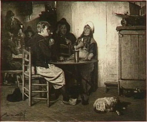 Domino-spelend vissers, genaamd 'Dubbel-blank', by Petrus Van der Velden