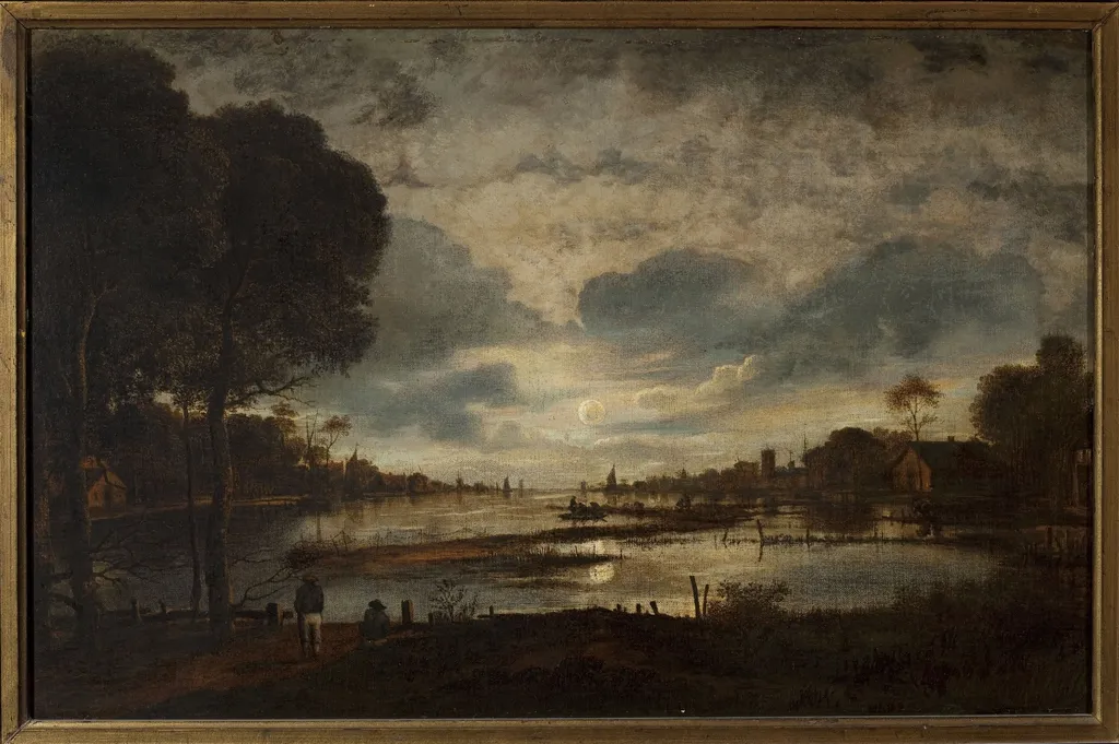 Moonlit landscape, by Petrus van Schendel, oil, 1848