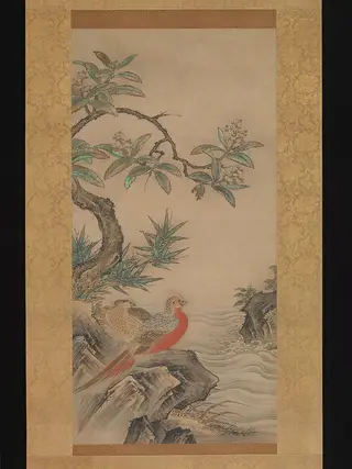 狩野松栄筆   四季花鳥図|Pheasants among Trees: Flowers of the Four Seasons