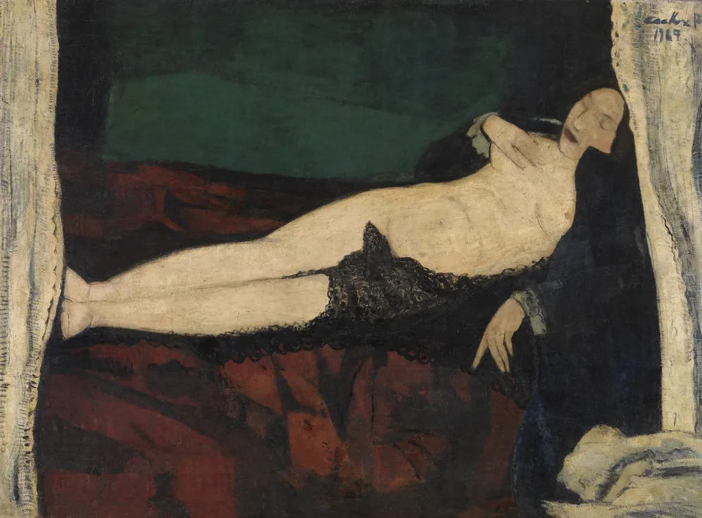 Lying Nude, by Philibert Cockx, oil, 1927