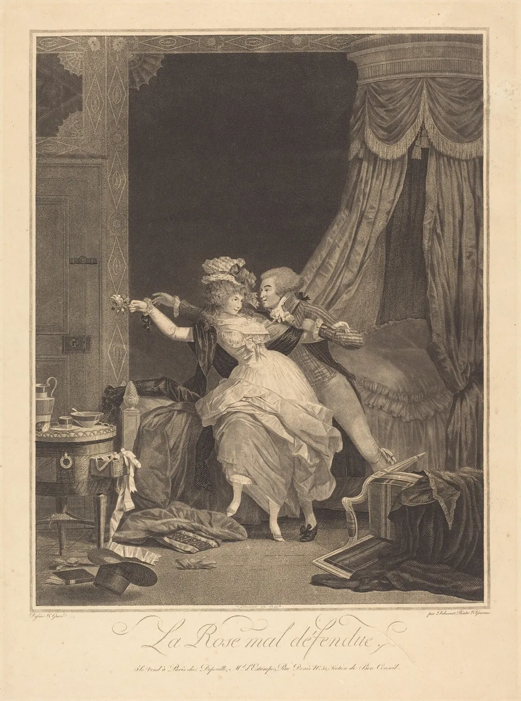 La Rose mal defendue (The Poorly Defended Rose), by Philibert-Louis Debucourt, ink, 1791