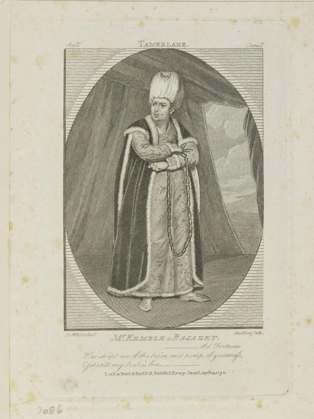 Mr. Kemble as Bajazet in 'Tamerlane', by Philip Audinet, 1792