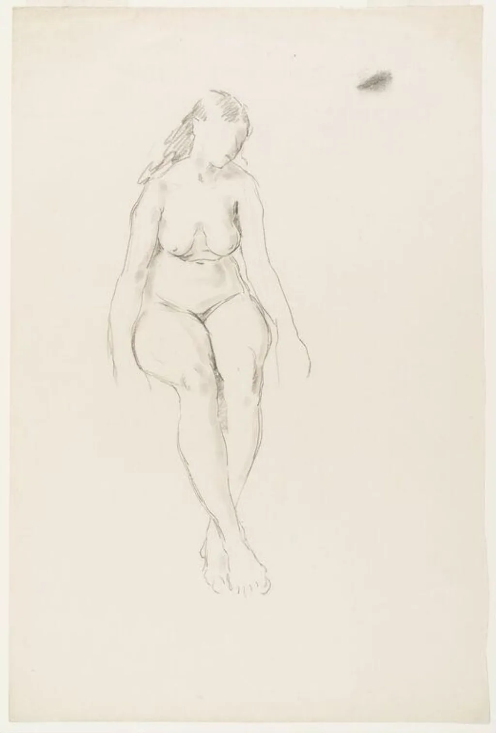 Female nude; seated with feet crossed, by Philip Connard, 1906