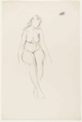 Female nude; seated with feet crossed, by Philip Connard