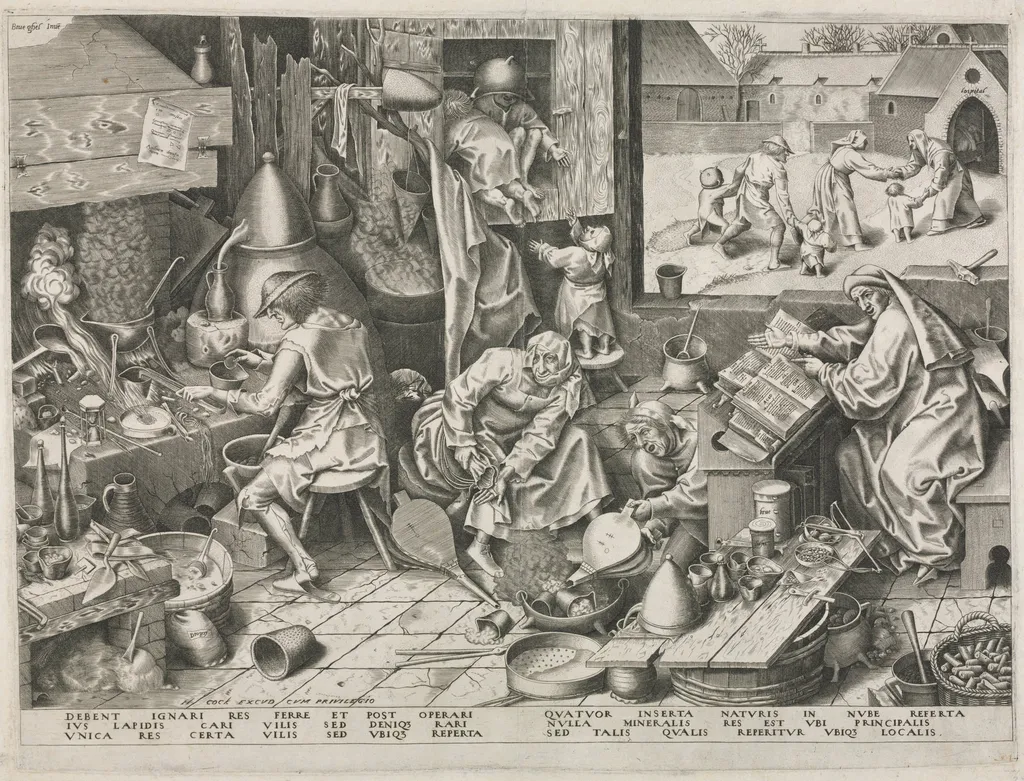 Alchemist, by Philip Galle, 1558