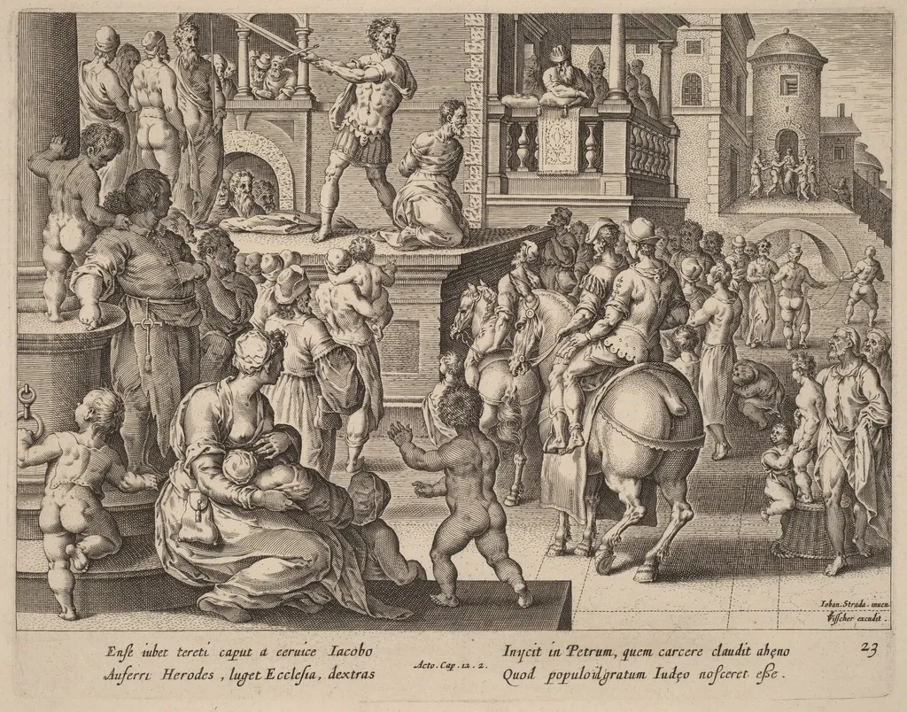 Beheading of Saint James, by Philip Galle, ink, 1574