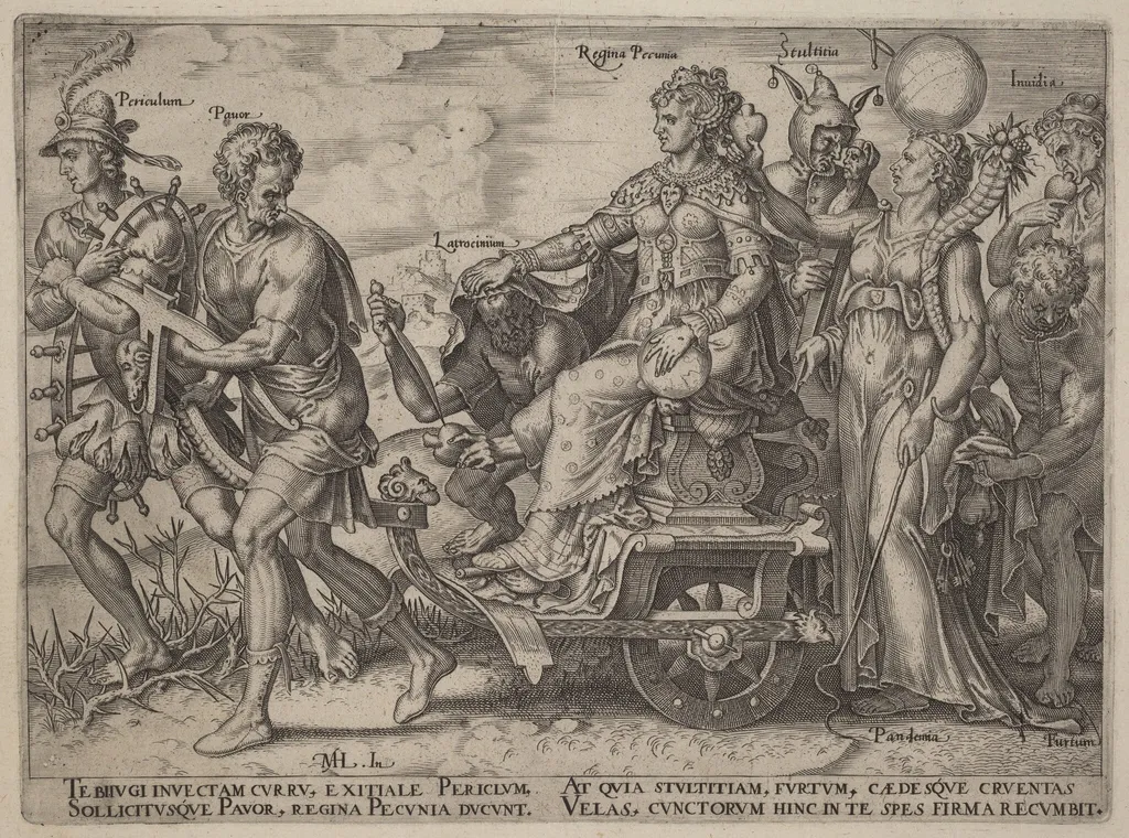 Dangers and Vices Accompanying Wealth, by Philip Galle, ink, 1563