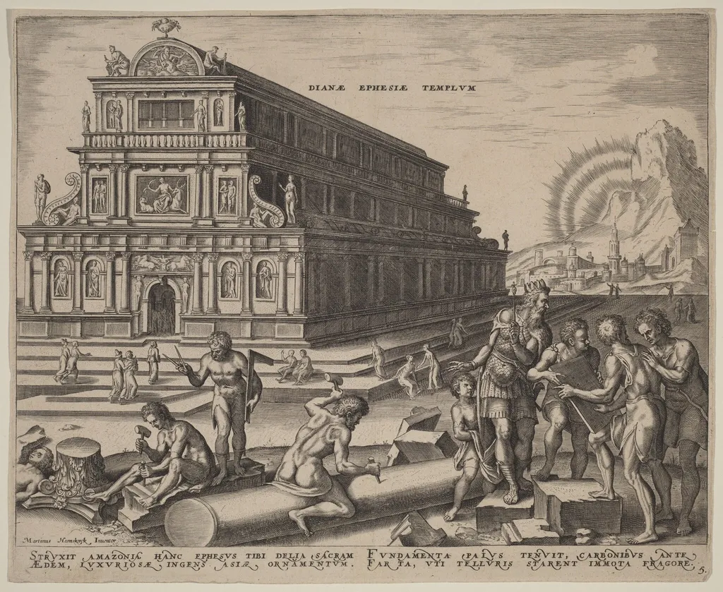 Dianae Ephesiae Templum (The Temple of Diana at Ephesus), by Philip Galle, ink, 1572