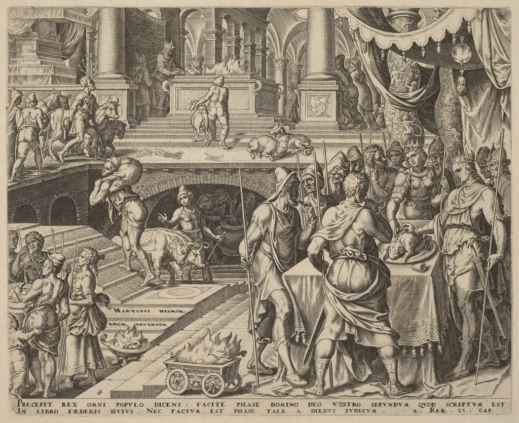 Josiah Celebrating Passover, by Philip Galle, ink, 1569
