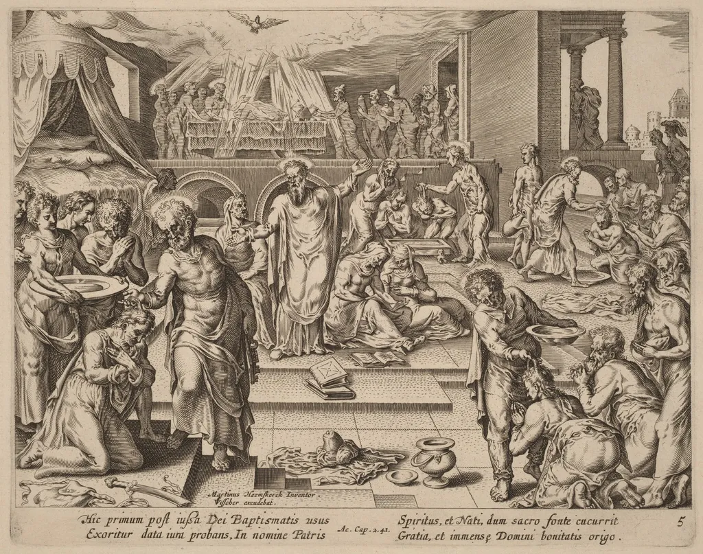 Many are Baptized, by Philip Galle, ink, 1574