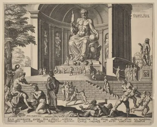 Olympy Iovis Simulacrum (The Statue of Jupiter at Olympia), by Philip Galle