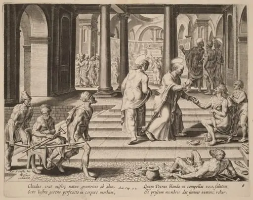 Saints Peter and John Heal a Cripple at the Gate of the Temple, by Philip Galle