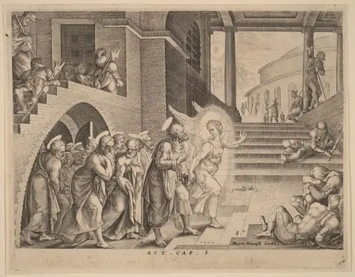 The Apostles Delivered from Prison by an Angel, by Philip Galle